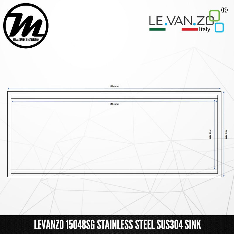 LEVANZO Hand Made Stainless Steel SUS304 Kitchen Sink 15048SG - Mirage Trade & Distribution