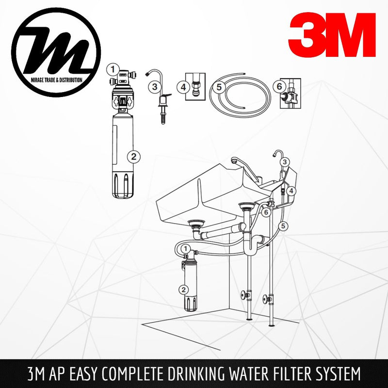 3M AP Easy Complete Indoor Undersink Drinking Water Filter System - Mirage Trade & Distribution