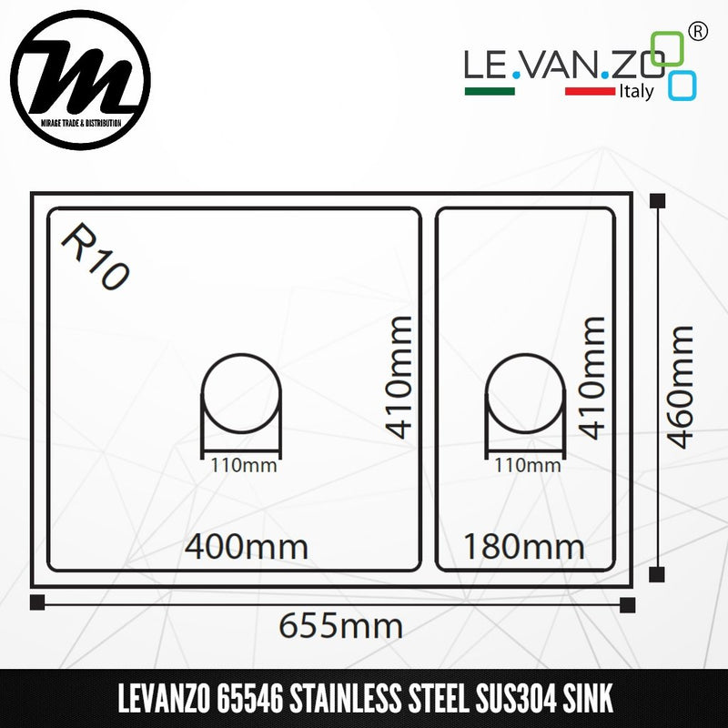 LEVANZO Ember Stainless Steel SUS304 Kitchen Sink 65546 - Mirage Trade & Distribution