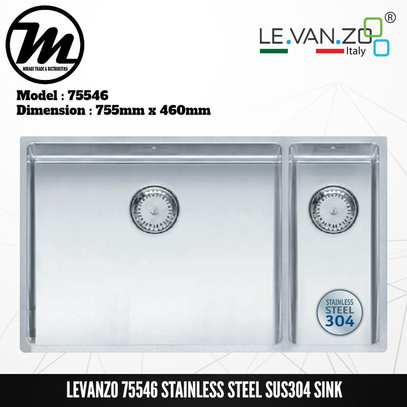 LEVANZO Ember Stainless Steel SUS304 Kitchen Sink 75546 - Mirage Trade & Distribution