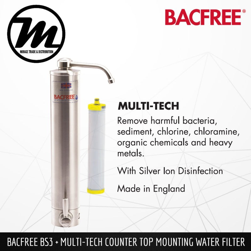 BACFREE BS3 + Multi Tech Filter Element Top Mounting Drinking Water Filter System - Mirage Trade & Distribution