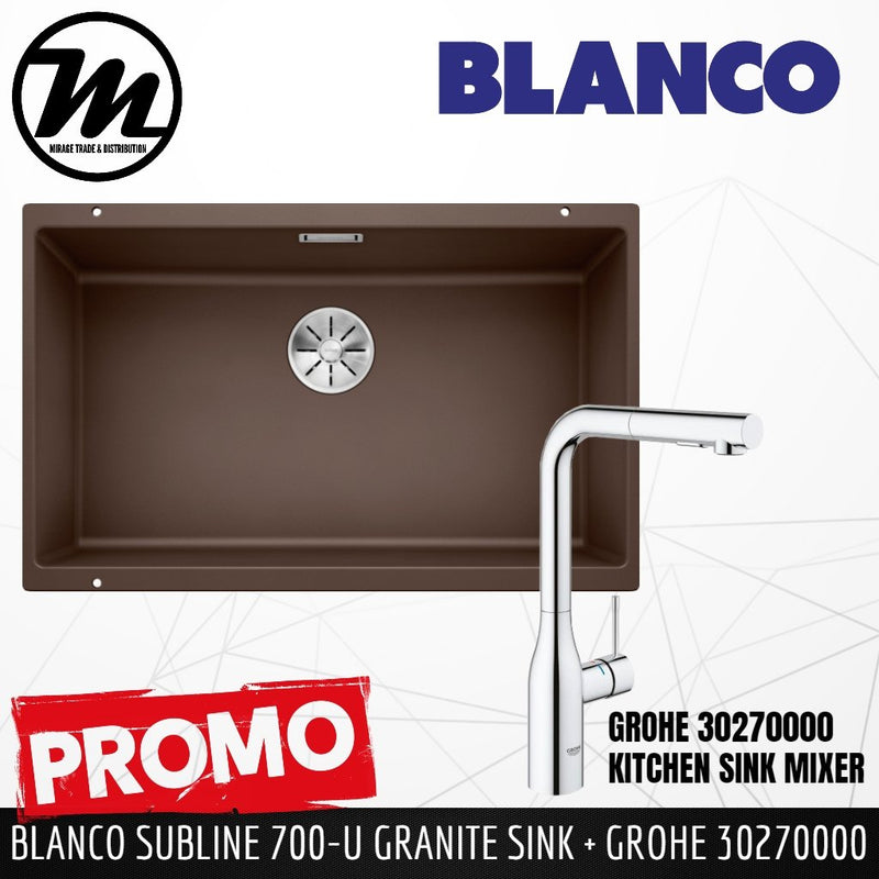[PROMOTION] BLANCO Subline 700-U Silgranit™ PuraDur™ Kitchen Granite Sink With InFino™ Waste(with GROHE Kitchen Mixer) - Mirage Trade & Distribution