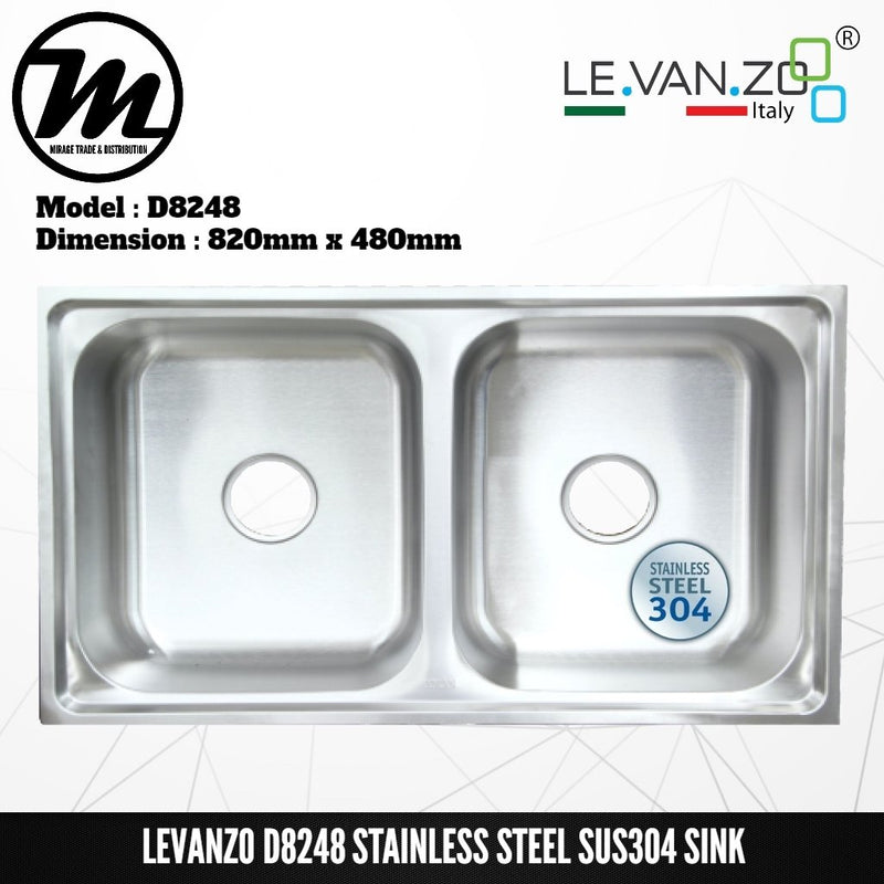 LEVANZO Stainless Steel SUS304 Kitchen Sink D8248 - Mirage Trade & Distribution