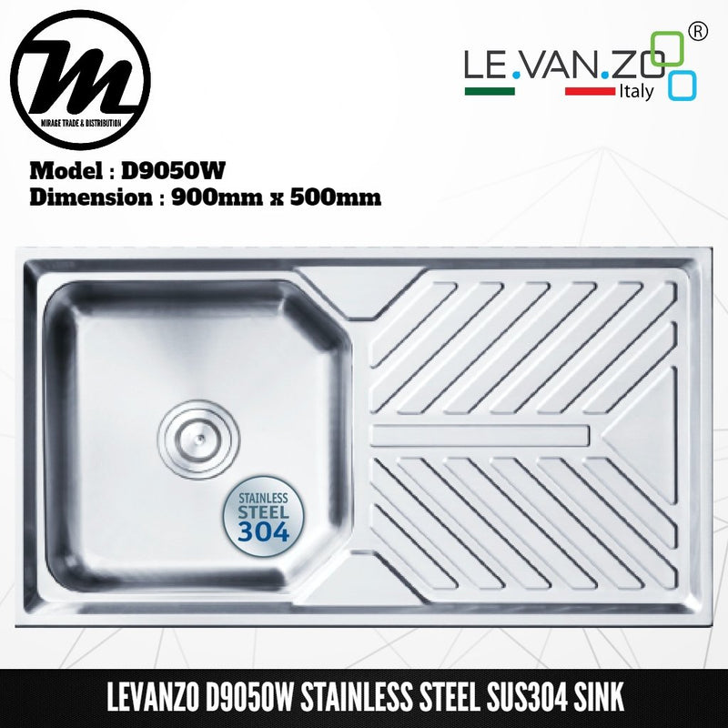 LEVANZO Stainless Steel SUS304 Kitchen Sink D9050W - Mirage Trade & Distribution