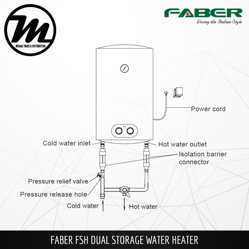 FABER FSH Dual D100 VH Storage Water Heater - Mirage Trade & Distribution