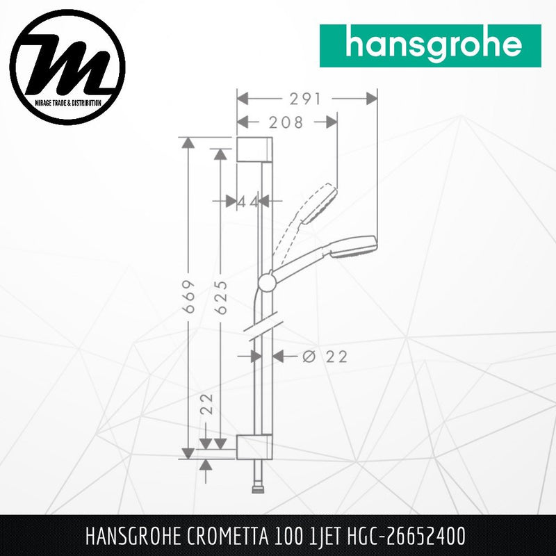 HANSGROHE Crometta 100 1JET Shower Kit HGC-26652400 - Mirage Trade & Distribution