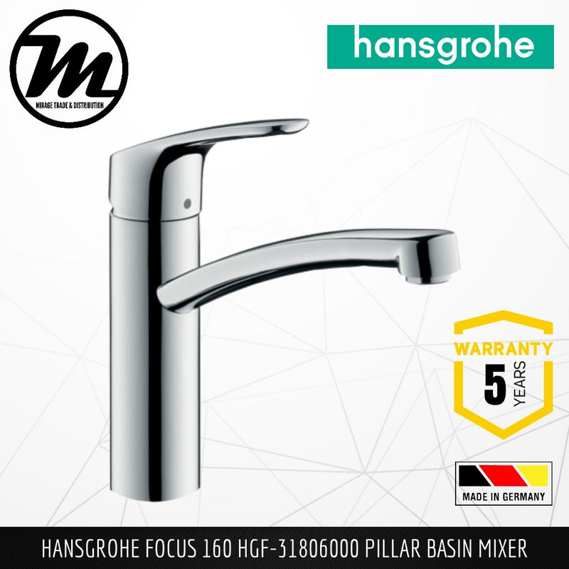HANSGROHE Focus 160 Pillar Sink Mixer HGF-31806000 - Mirage Trade & Distribution