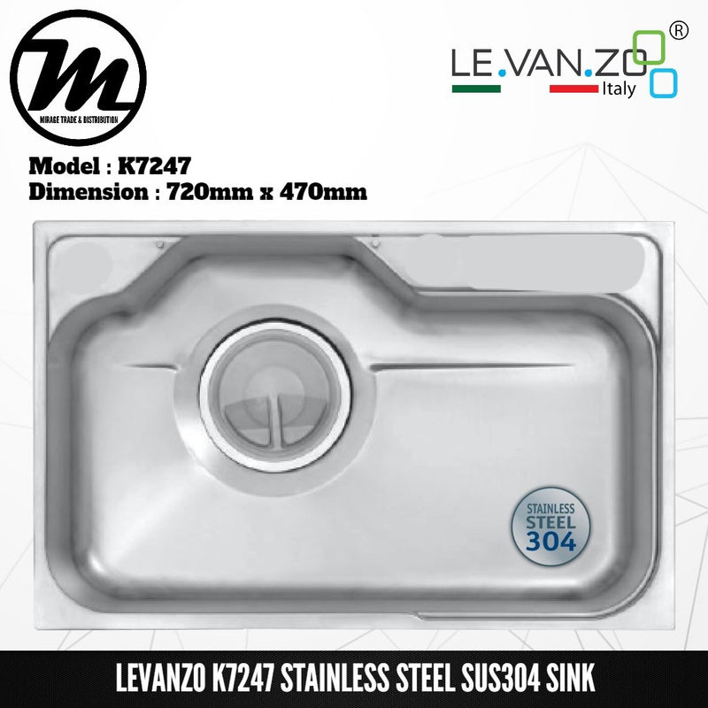 LEVANZO Stainless Steel SUS304 Kitchen Sink K7247 - Mirage Trade & Distribution