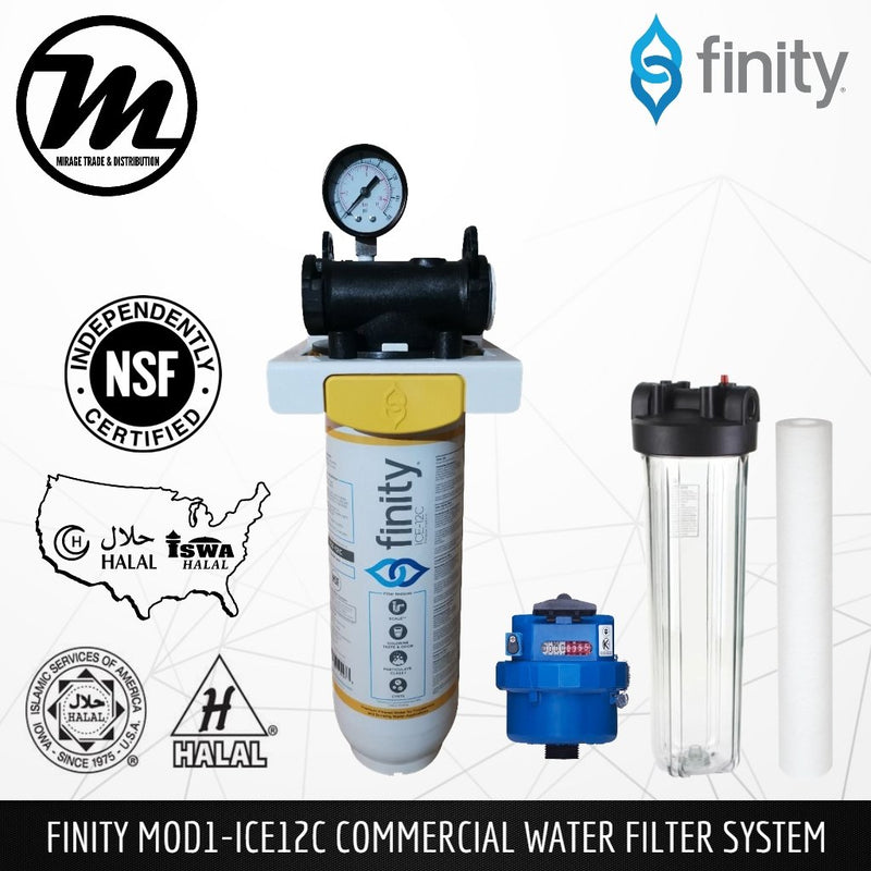 FINITY MOD1-ICE12C Commercial Water Filtration System [Halal Certified] + Pre-Filter Set + Flow Meter - Mirage Trade & Distribution