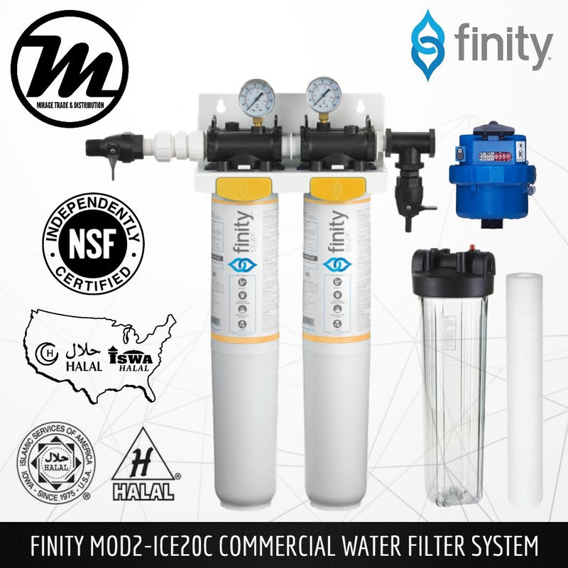 FINITY MOD2-ICE20C Commercial Water Filtration System [Halal Certified] + Pre-filter Set + Flow Meter - Mirage Trade & Distribution