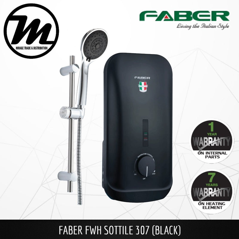FABER Instant Water Heater FWH Sottile 307 (BK) without pump - Mirage Trade & Distribution