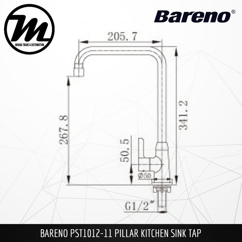 BARENO PLUS Pillar Sink Tap PST1012-11 - Mirage Trade & Distribution