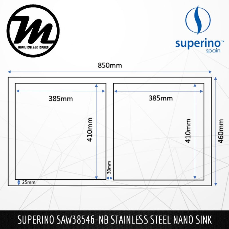 SUPERINO Stainless Steel SUS304 NANO BLACK Sink SAW38546-NB - Mirage Trade & Distribution