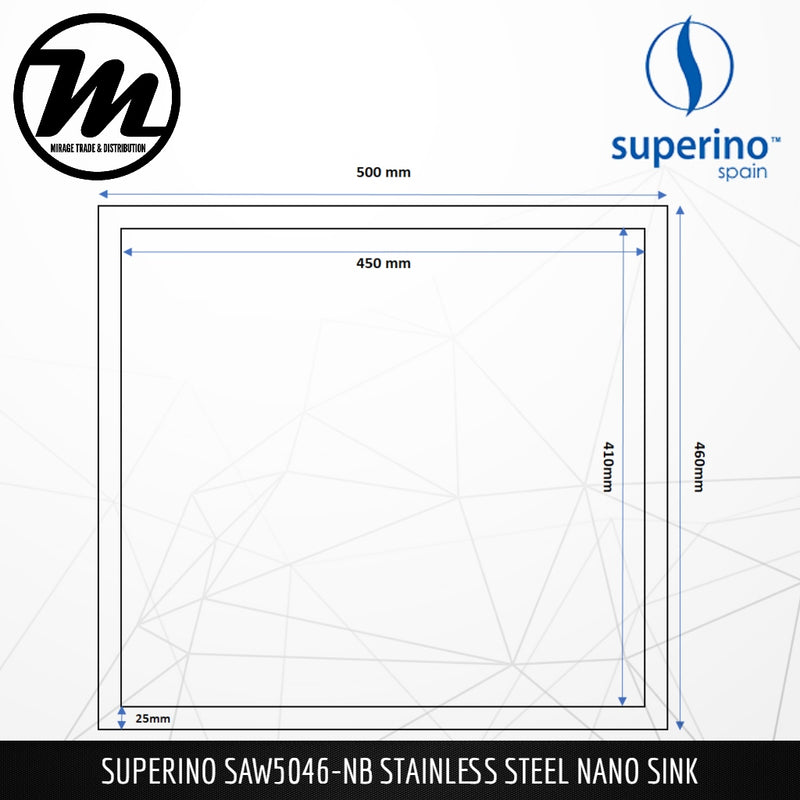 SUPERINO Stainless Steel SUS304 NANO Black Kitchen Sink SAW5046-NB - Mirage Trade & Distribution