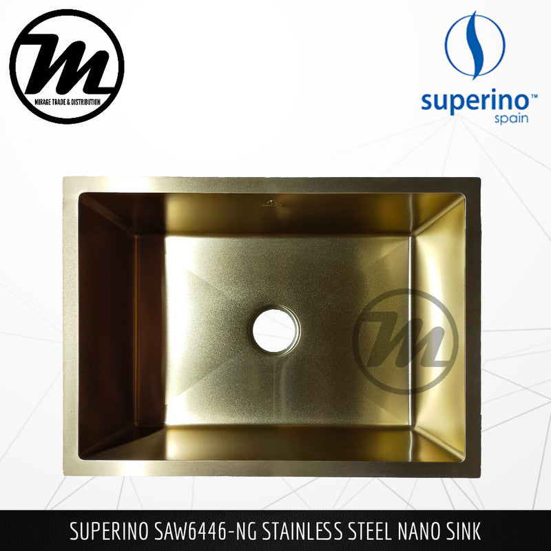 SUPERINO Stainless Steel SUS202 NANO GOLD Kitchen Sink SAW6446-NG - Mirage Trade & Distribution
