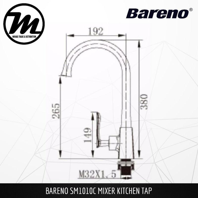 BARENO PLUS Pillar Sink Mixer SM-1010C - Mirage Trade & Distribution