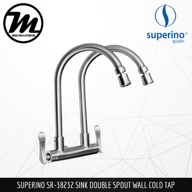 SUPERINO Double Spout Wall Sink Tap SR38232 - Mirage Trade & Distribution