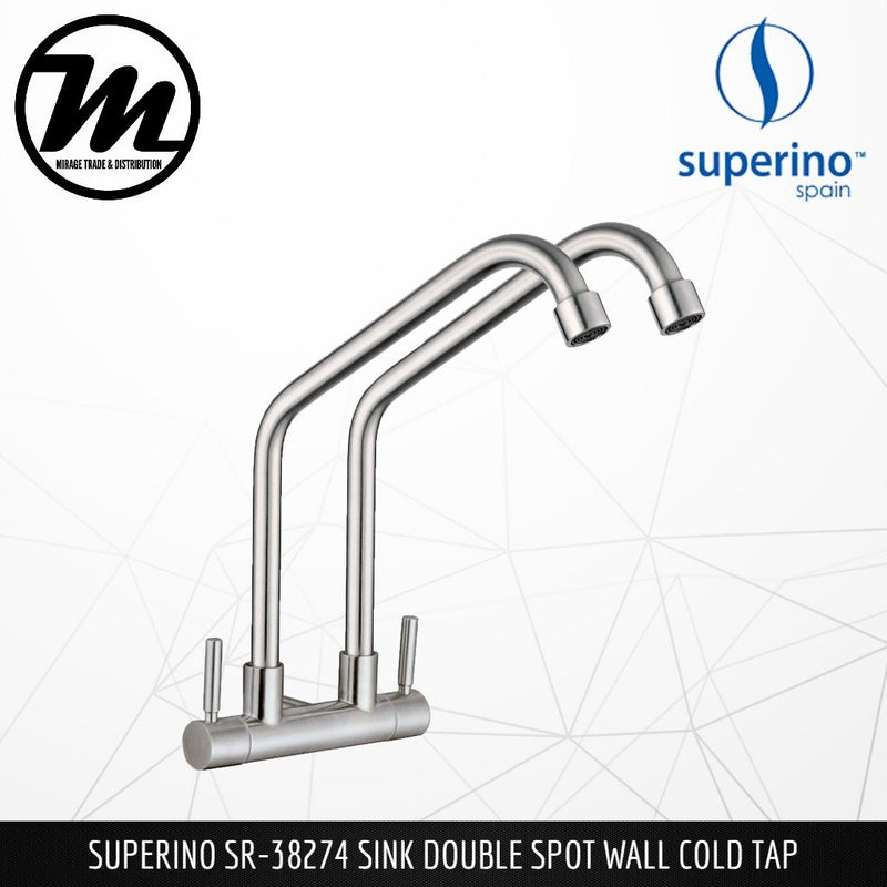 SUPERINO Double Spout Wall Sink Tap SR38274 - Mirage Trade & Distribution