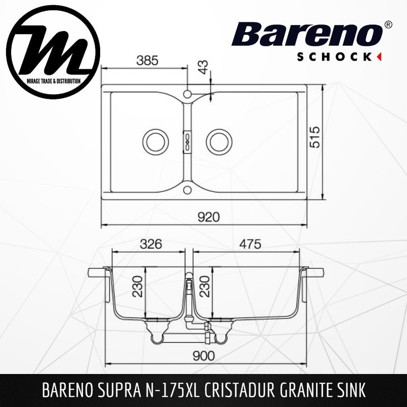 SCHOCK Granite Sink Cristadur Supra N-175XL - Mirage Trade & Distribution
