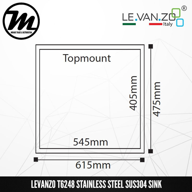LEVANZO Stainless Steel SUS304 Kitchen Sink T6248 - Mirage Trade & Distribution
