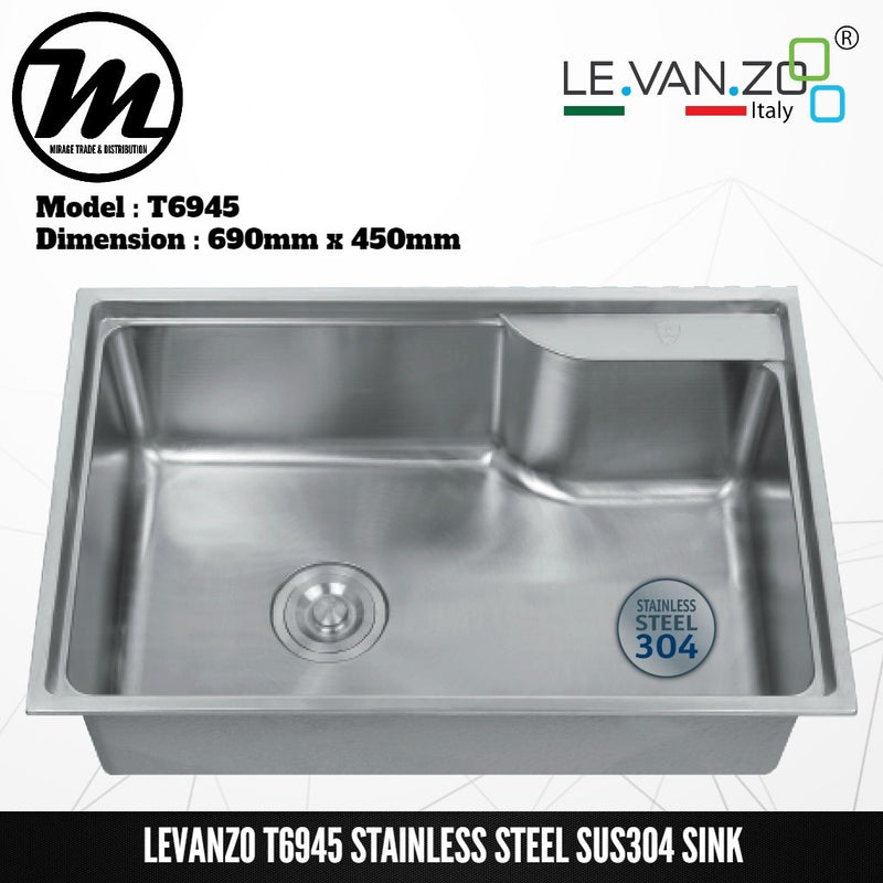 LEVANZO Stainless Steel SUS304 Kitchen Sink T6945 - Mirage Trade & Distribution