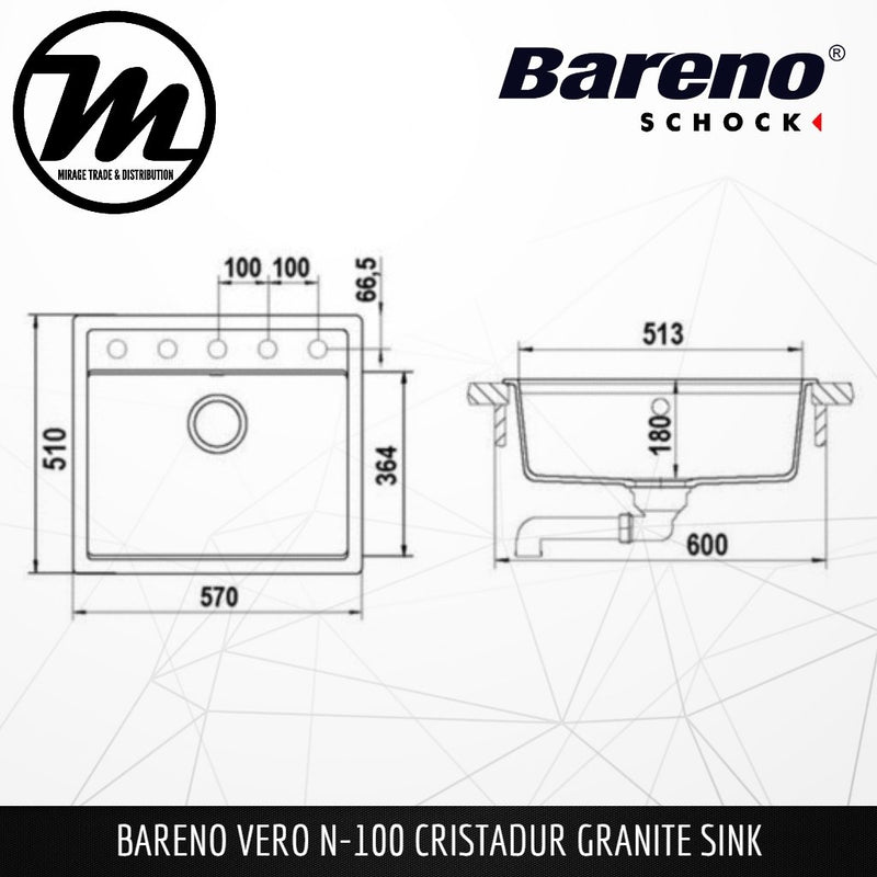 SCHOCK Granite Sink Cristadur Vero N-100 - Mirage Trade & Distribution