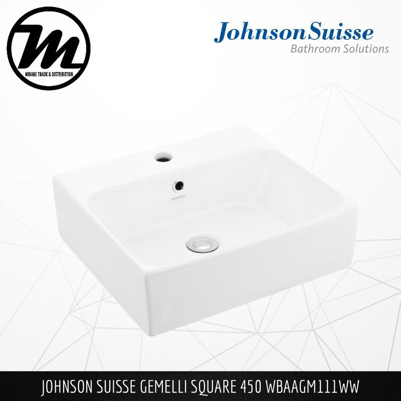 JOHNSON SUISSE Gemelli Square 450 Counter Top Basin WBAAGM111WW - Mirage Trade & Distribution