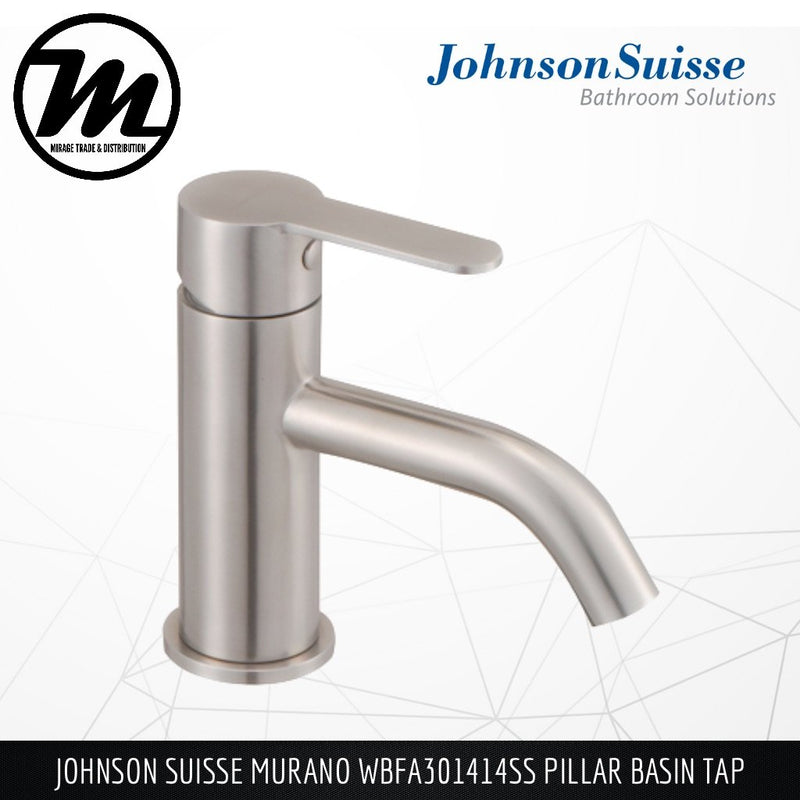 JOHNSON SUISSE Murano Pillar Basin Tap WBFA301414SS - Mirage Trade & Distribution