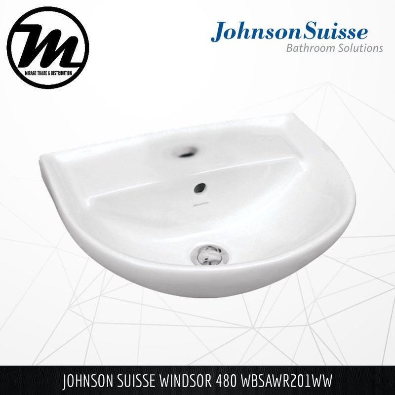 JOHNSON SUISSE Windsor 480 Wall Hung Basin WBSAWR201WW - Mirage Trade & Distribution