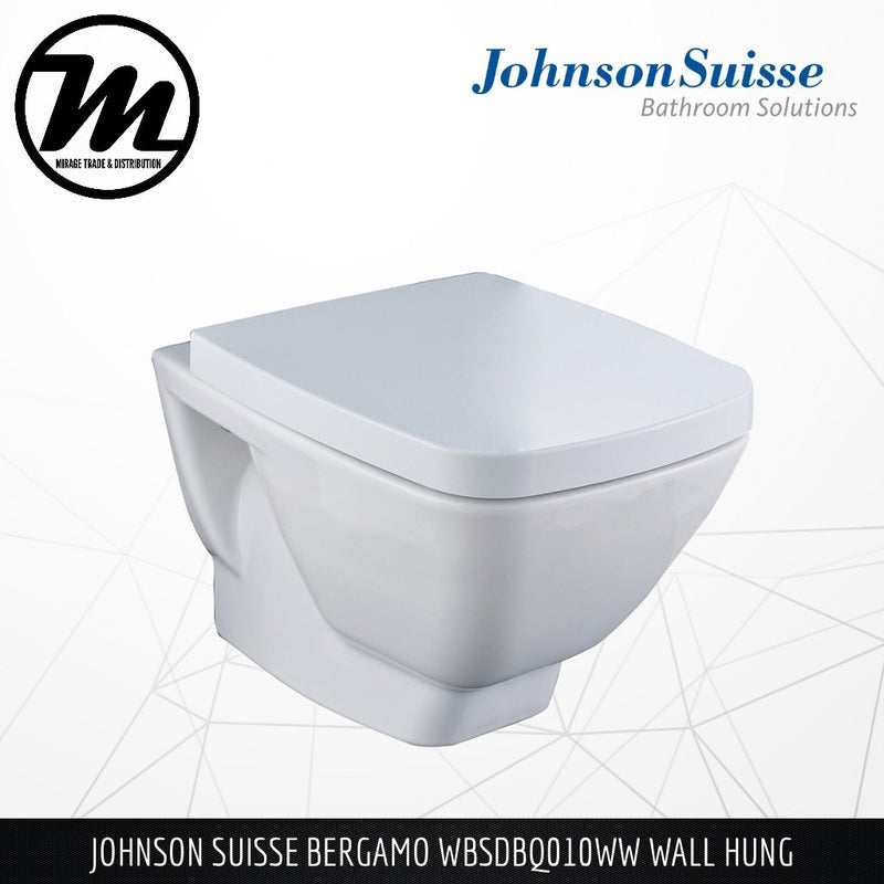 JOHNSON SUISSE Bergamo Square Wall Hung Toilet Bowl WBSDBQ010WW - Mirage Trade & Distribution