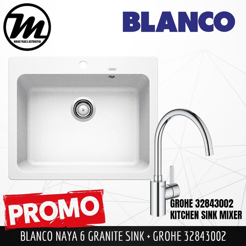 [PROMOTION] BLANCO Naya 6 Silgranit™ PuraDur™ Kitchen Granite Sink (with GROHE Kitchen Mixer) Made in Germany - Mirage Trade & Distribution