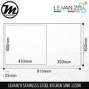 LEVANZO Hand Made Stainless Steel SUS304 Kitchen Sink 1130R - Mirage Trade & Distribution