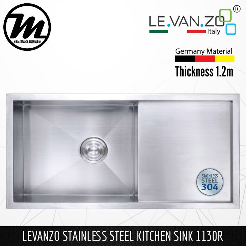 LEVANZO Hand Made Stainless Steel SUS304 Kitchen Sink 1130R - Mirage Trade & Distribution