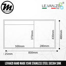 LEVANZO Hand Made Stainless Steel SUS304 Kitchen Sink 1134R - Mirage Trade & Distribution