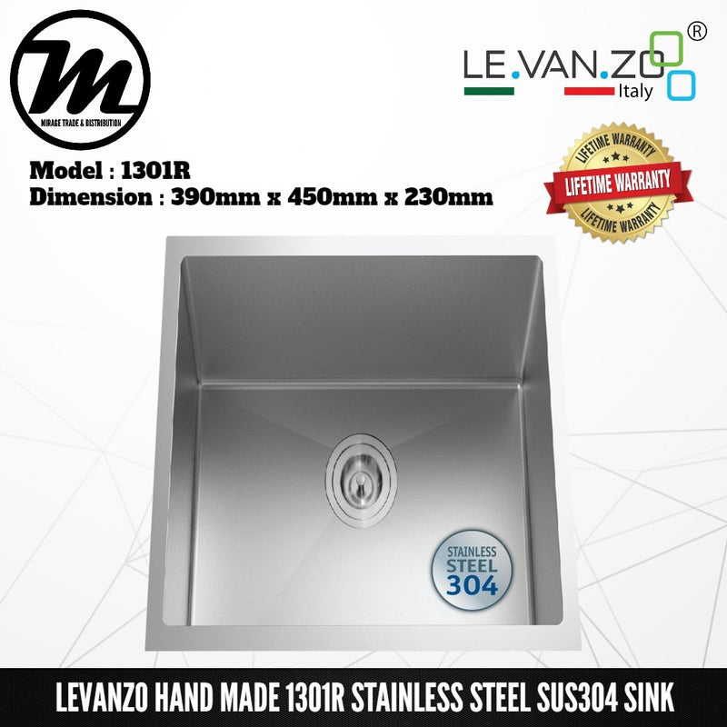 LEVANZO Hand Made Stainless Steel SUS304 Kitchen Sink 1301R - Mirage Trade & Distribution
