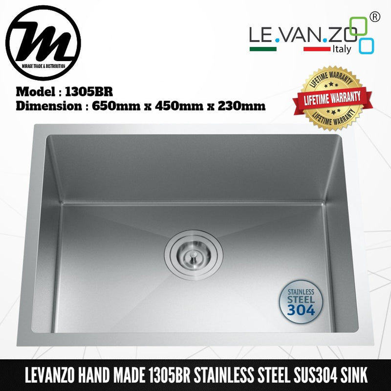 LEVANZO Hand Made Stainless Steel SUS304 Kitchen Sink 1305BR - Mirage Trade & Distribution