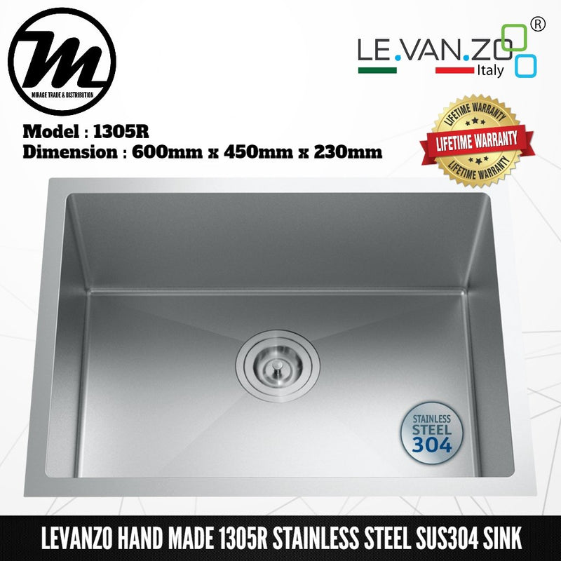 LEVANZO Hand Made Stainless Steel SUS304 Kitchen Sink 1305R - Mirage Trade & Distribution