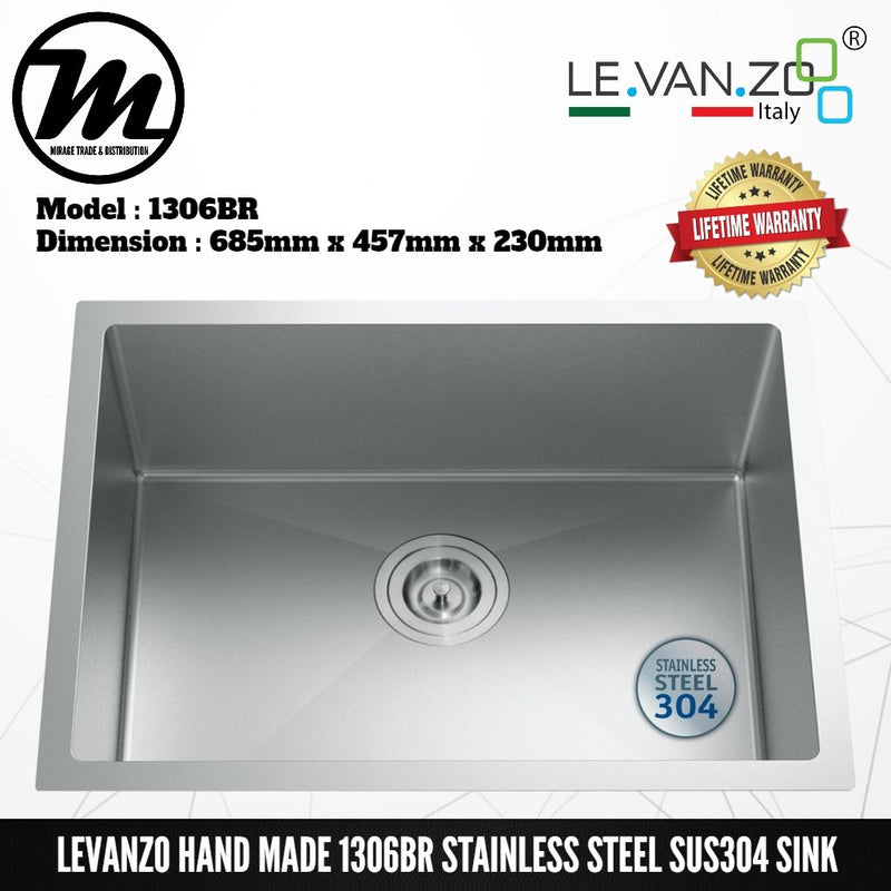 LEVANZO Hand Made Stainless Steel SUS304 Kitchen Sink 1306R - Mirage Trade & Distribution