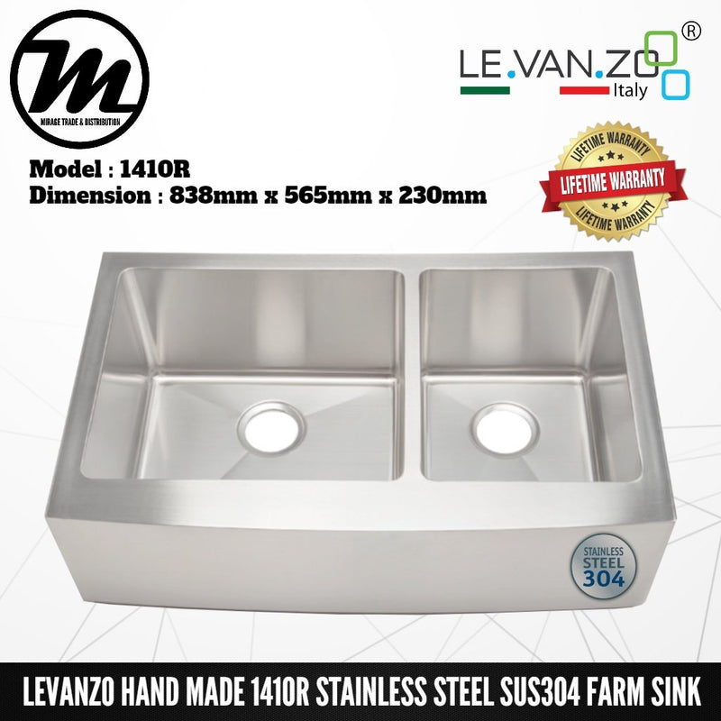 LEVANZO Hand Made Stainless Steel SUS304 Kitchen Sink 1410R - Mirage Trade & Distribution
