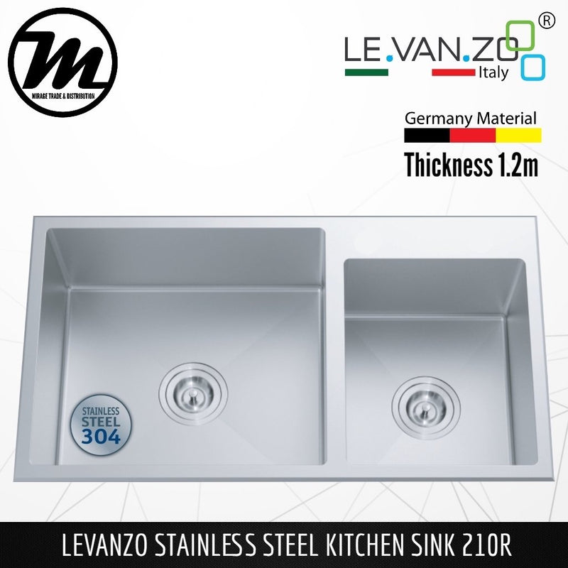 LEVANZO Hand Made Stainless Steel SUS304 Kitchen Sink 210R - Mirage Trade & Distribution