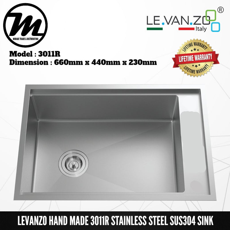 LEVANZO Hand Made Stainless Steel SUS304 Kitchen Sink 3011R - Mirage Trade & Distribution