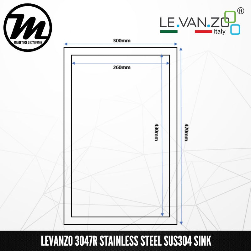 LEVANZO Signature 7 Stainless Steel SUS304 Kitchen Sink 3047R - Mirage Trade & Distribution