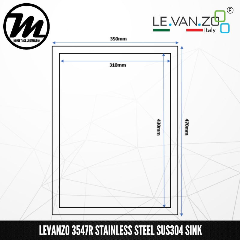 LEVANZO Signature 7 Stainless Steel SUS304 Kitchen Sink 3547R - Mirage Trade & Distribution