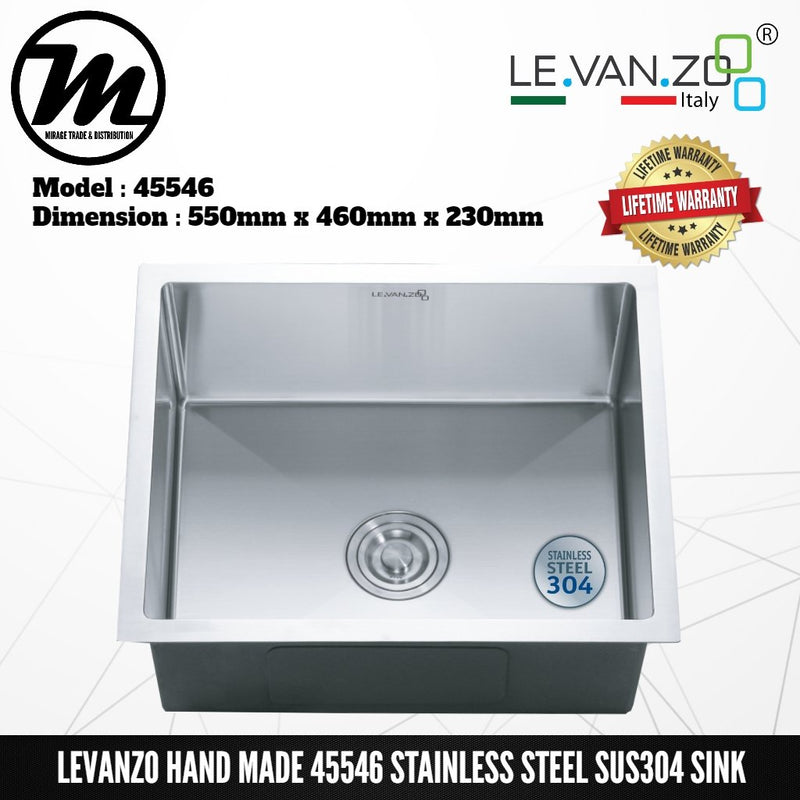 LEVANZO Hand Made Stainless Steel SUS304 Kitchen Sink 45546 - Mirage Trade & Distribution