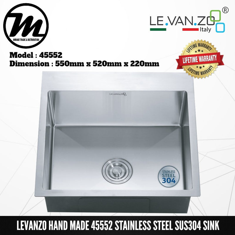 LEVANZO Hand Made Stainless Steel SUS304 Kitchen Sink 45552 - Mirage Trade & Distribution