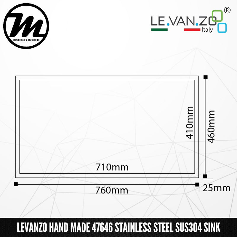 LEVANZO Hand Made Stainless Steel SUS304 Kitchen Sink 47646 - Mirage Trade & Distribution