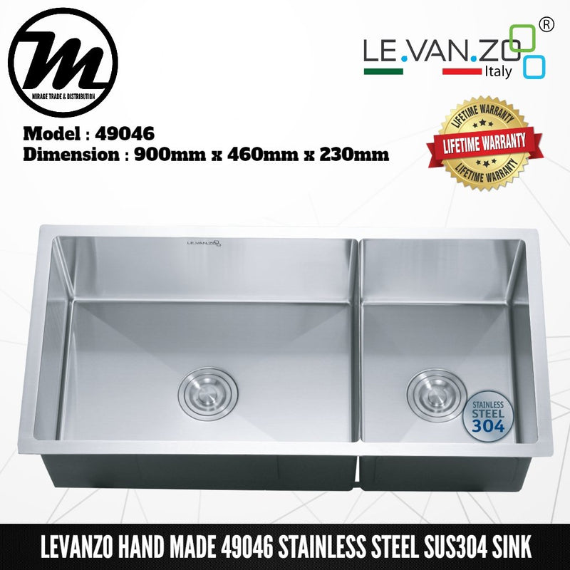 LEVANZO Hand Made Stainless Steel SUS304 Kitchen Sink 49046 - Mirage Trade & Distribution
