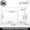 LEVANZO Hand Made Stainless Steel SUS304 Kitchen Sink 49052 - Mirage Trade & Distribution
