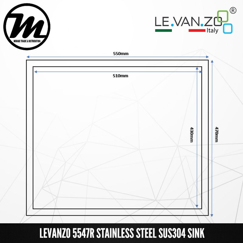 LEVANZO Signature 7 Stainless Steel SUS304 Kitchen Sink 5547R - Mirage Trade & Distribution