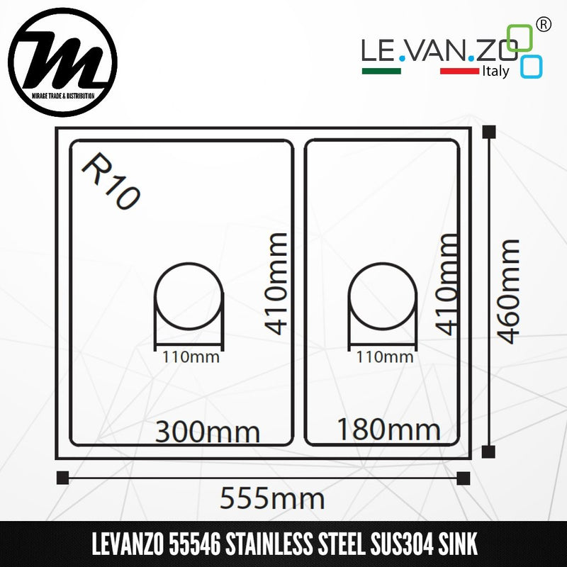 LEVANZO Ember Stainless Steel SUS304 Kitchen Sink 55546 - Mirage Trade & Distribution